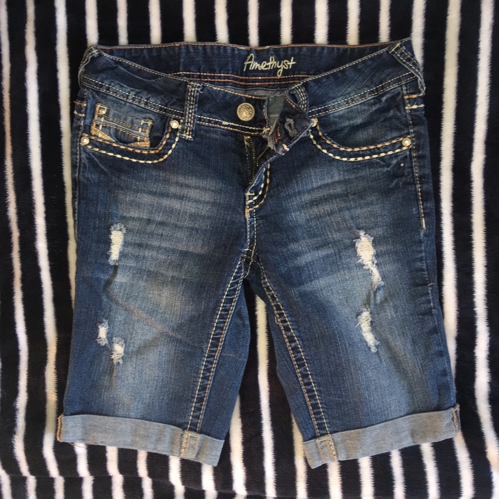 Dark wash Bermuda shorts
